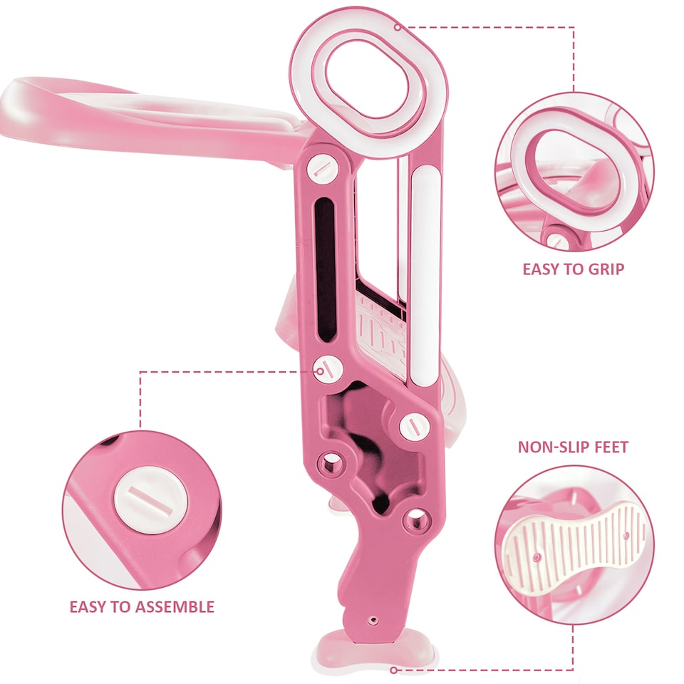 image 1 of CHILDREN BABY TODDLER KID POTTY TRAINING TOILET SEAT TRAINER URINAL CHAIR LADDERO, PINK & WHITE