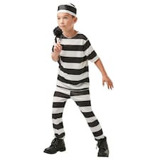 Rubies Childrens/Kids Prisoner Costume Top & Bottoms - Black/White - M M