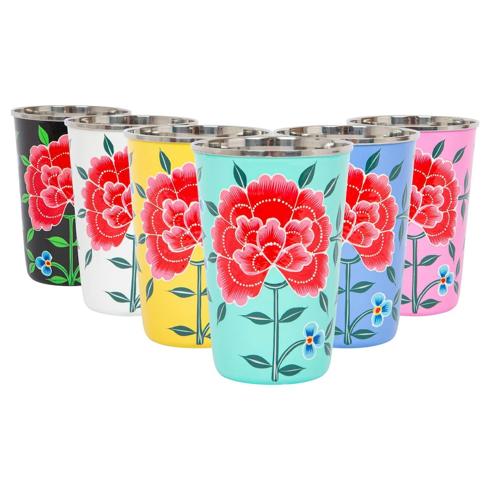 image 1 of BillyCan Hand-Painted Picnic Cup - 400ml - Raspberry Peony