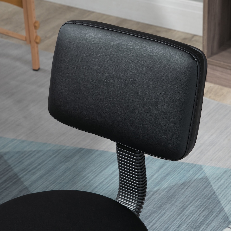 image 1 of HOMCOM Beautician's Swivel Salon Chair with Padded Seat Back 5 Wheels Adjustable Height Salon Hairdressers Tattoo Spa Rolling Cushion Professional Black