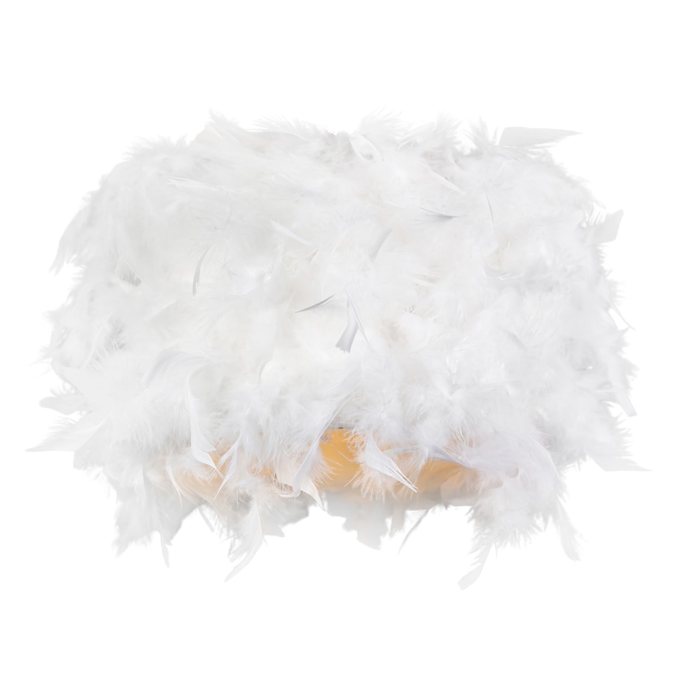 image 1 of Modern Designer Real White Feather Drum Lamp Shade with Inner Cotton Lining | White