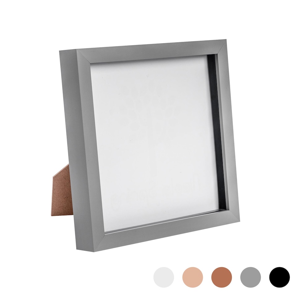 image 1 of Nicola Spring 8 x 8" Photo Frame - Grey - 3D Photo Frame Picture Frame Box Portrait Display Case (22.5 x 22.5cm)