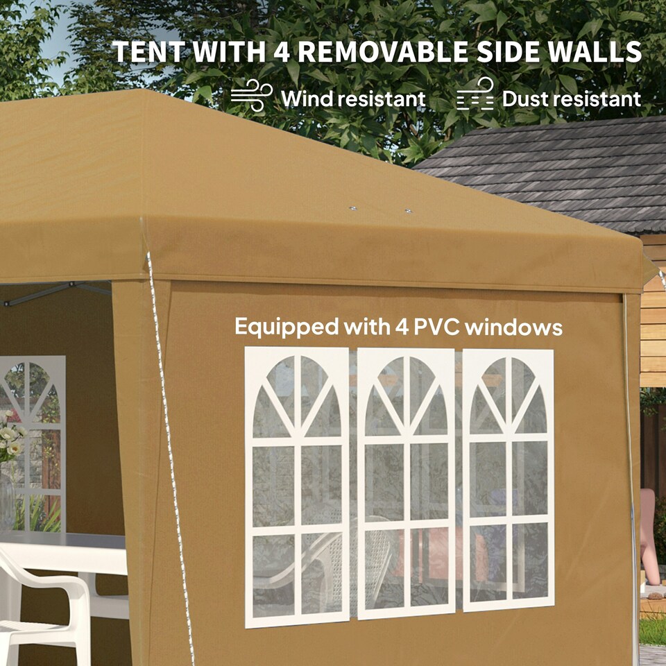 image 1 of Outsunny 3 x 6m Heavy Duty Gazebo Marquee Party Tent with Storage Bag Khaki