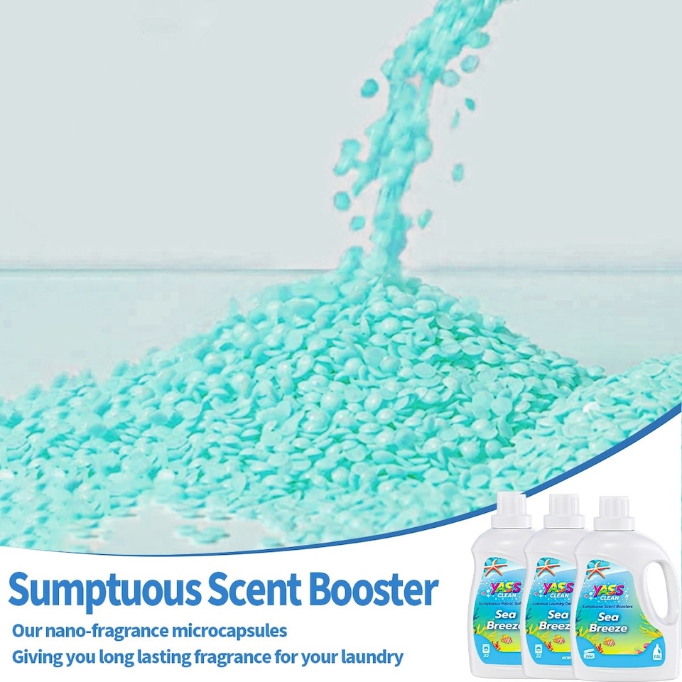image 1 of Yass Clean Non Bio Sea Breeze Laundry Bundle, 32 Washes 1.5L Concentrated Detergent, 1.5L Fabric Softener, 1.5L Scent Booster Laundry Beads