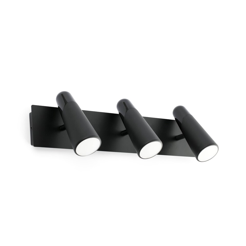 image 1 of Lao LED 3 Light Indoor Adjustable Wall Spotlight Black