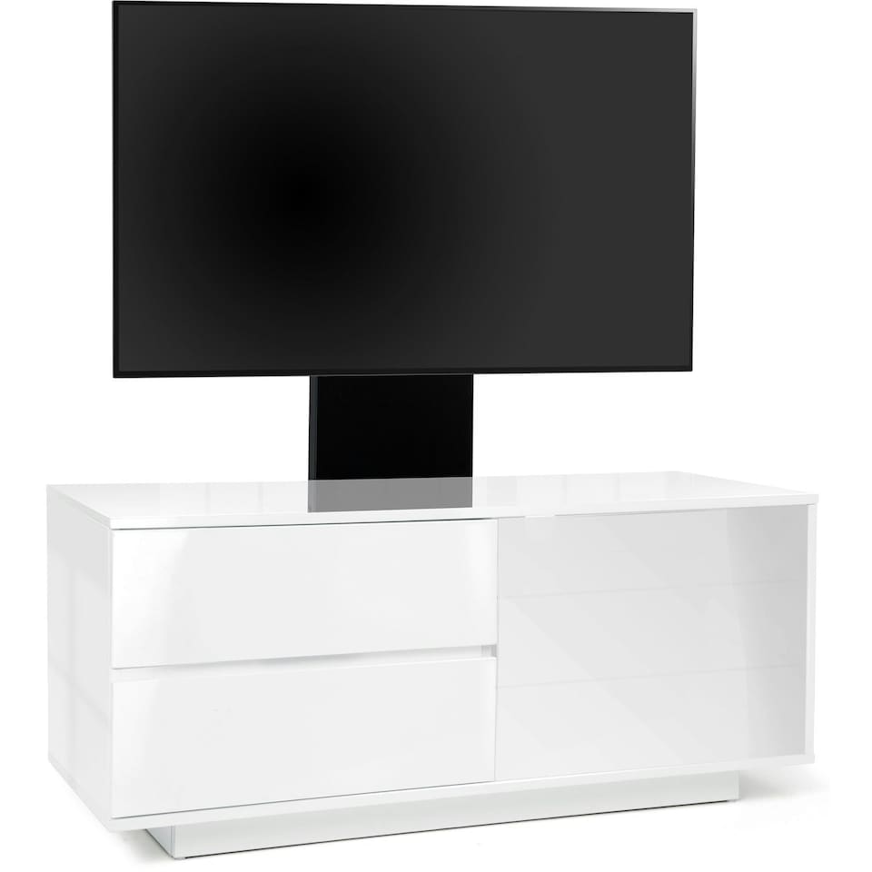 image 1 of Centurion Supports Gallus Ultra Gloss White with 2-White Drawers and White Door 32"-55" LED/LCD/Plasma Cabinet TV Stand with Mounting Arm