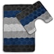 image 1 of Velosso Hex Stripe Bathmat Set Anti Slip Blue