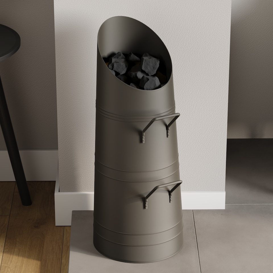 image 1 of Fire Vida Coal Hod Log Fire Storage Fireside Fireplace Accessory, Black