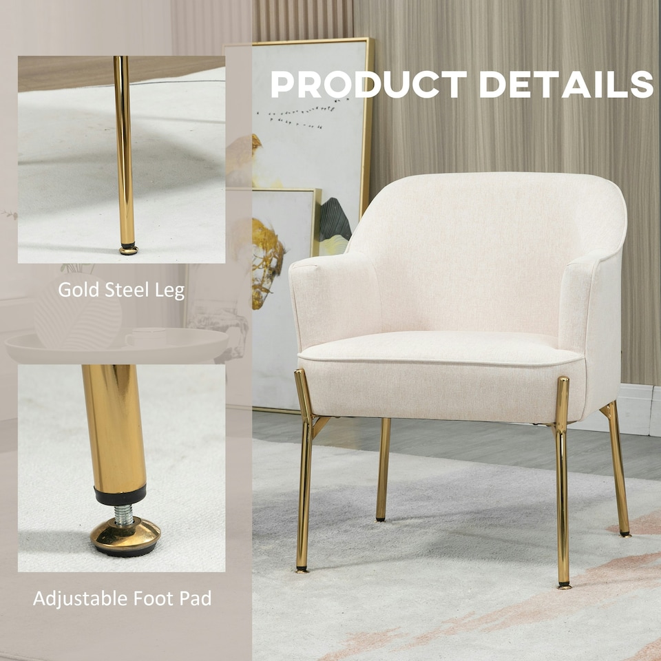 image 1 of HOMCOM Fabric Armchair Accent Chair w/ Metal Legs for Living Room