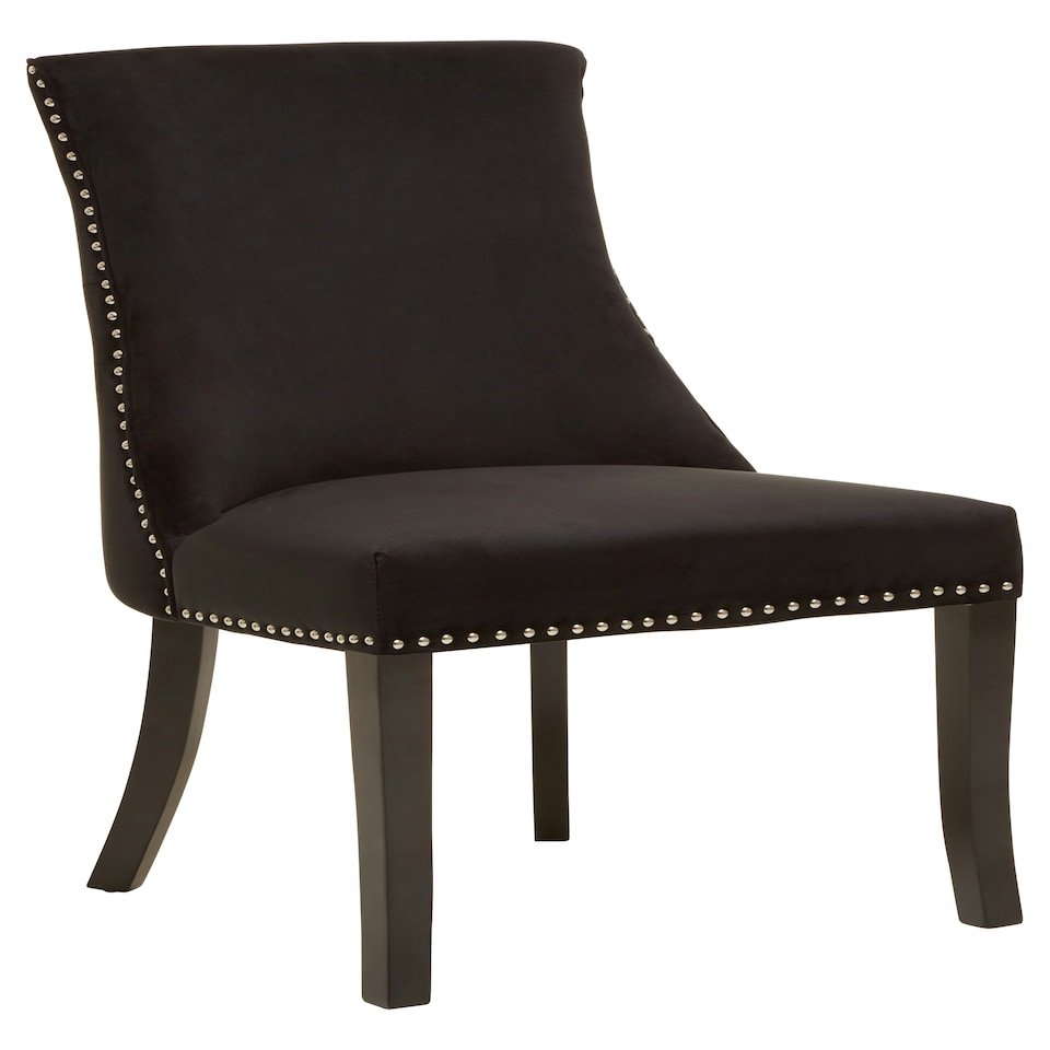 image 1 of Interiors by Premier Black Velvet Dining Chair, Curved High Back Office Chair, Aesthetic Velvet Accent chair for Living Room