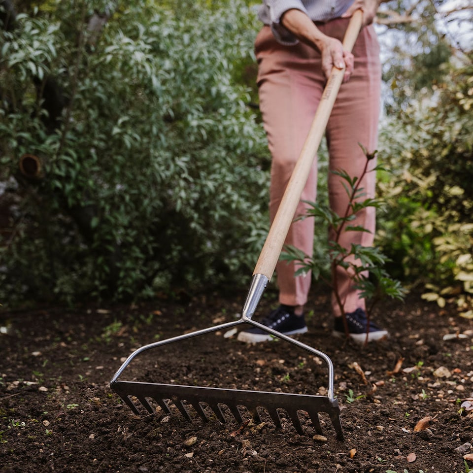 image 1 of Kent & Stowe Garden Life Lightweight Soil Rake, 12-Tine Stainless Steel Head, 130 cm Ash Handle | Multi | 130cm / 51in
