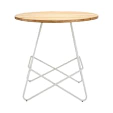 Interiors by Premier White Metal and Elm Wood Round Table, Versatile Coffee Table for Home and Office, Round Outdoor Dining Table