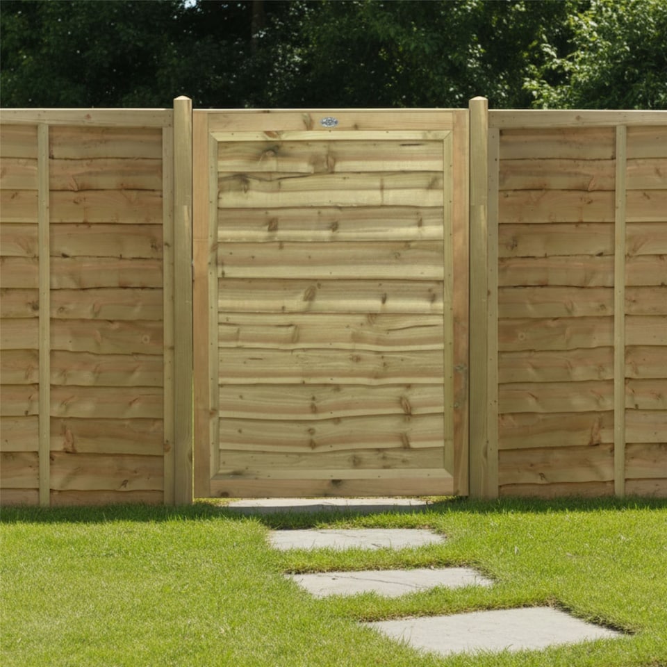 image 1 of Waney Lap Garden Gate 4ft x 3ft Treated Wooden Affordable Pedestrian Side Door