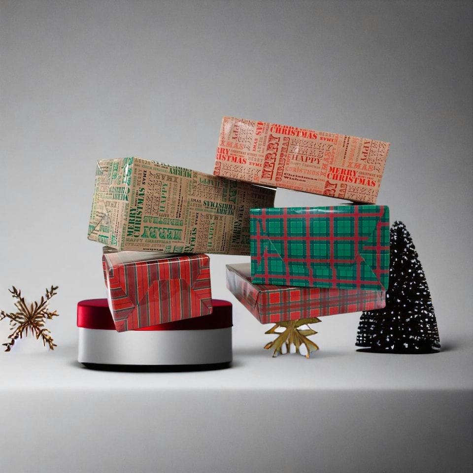 image 1 of 10 Sheet of Mix Designer' Soft touch Foiled Christmas Giftwrap