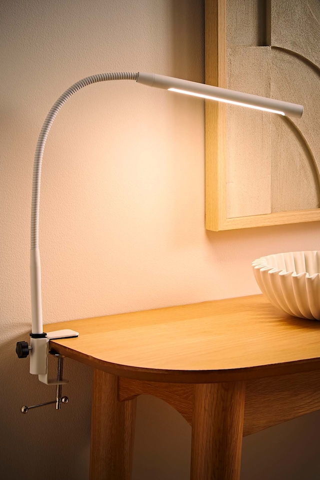 image 1 of ValueLights Daylight Dimmable Matte White Table Lamp and Integrated Bulb | White