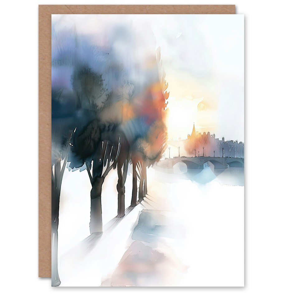 image 1 of Misty Morning Sunrise Edinburgh North Bridge Him Her Birthday Card