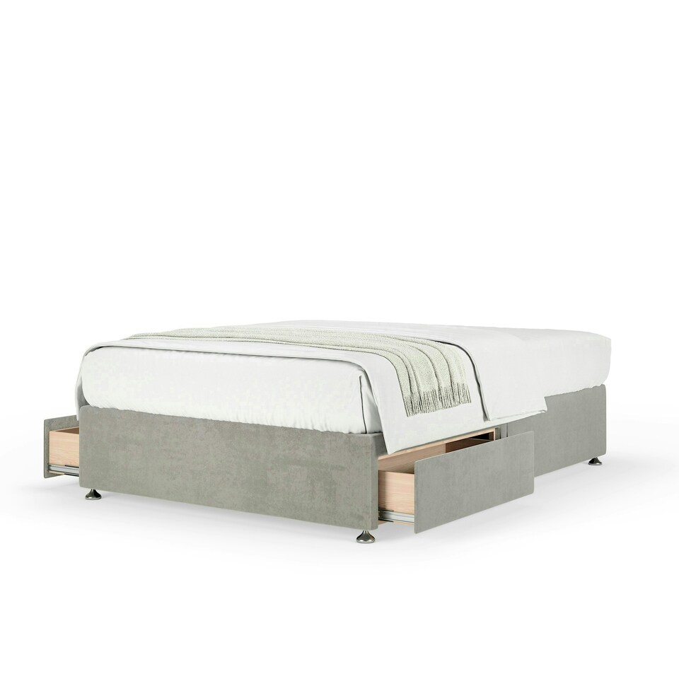 image 1 of Majestic 1000 Pocket Sprung Seal Grey Naples Velvet 2 Drawer Divan Set Double