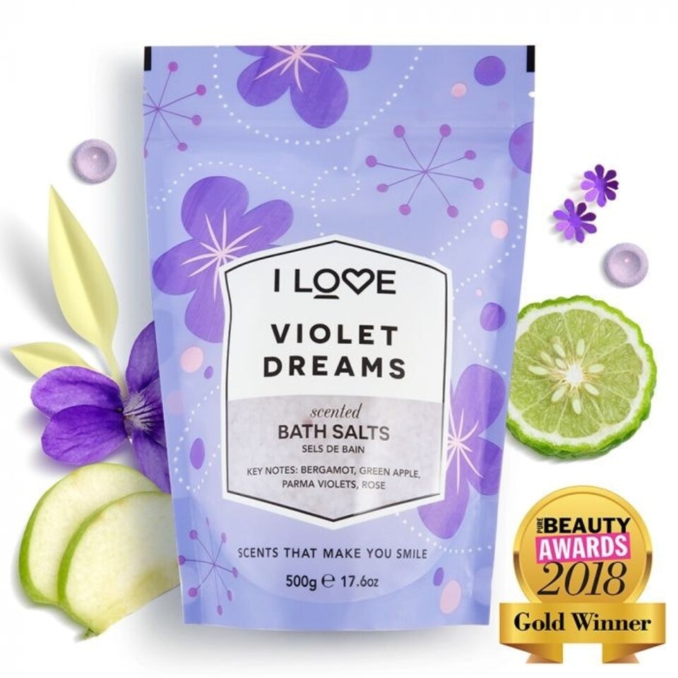 image 1 of I Love Violet Dreams Scented Bath Salts 500g