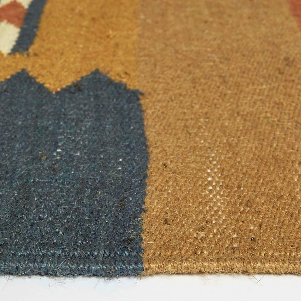 image 1 of Homescapes Lundi Orange and Blue Kilim Runner Cotton and Jute Rug - 80 x 180 cm
