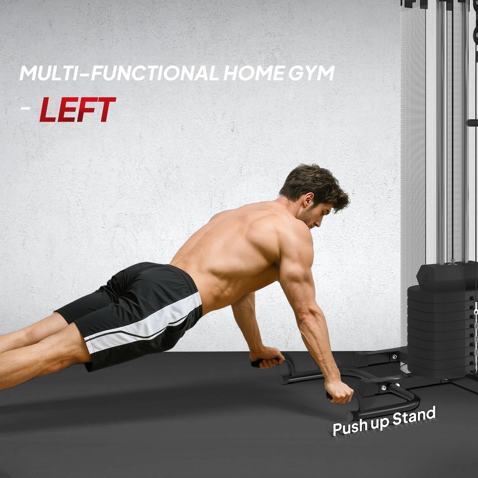 image 1 of SPORTNOW Multi Gym Workout Station with Sit Up Bench, Push Up Stand, Dip Bars