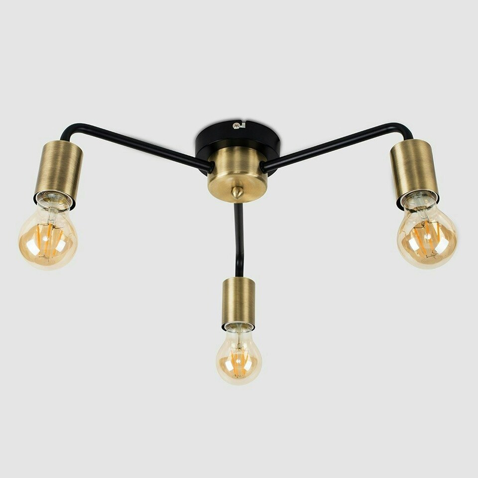 image 1 of ValueLights Connell Matte Black Semi-Flush Light and E27 GLS LED 4W Warm White 2700K Bulb