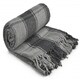 image 2 of Comfy Check Collection Recycled Cotton Throw in Charcoal (90" x 100") Grey | Grey