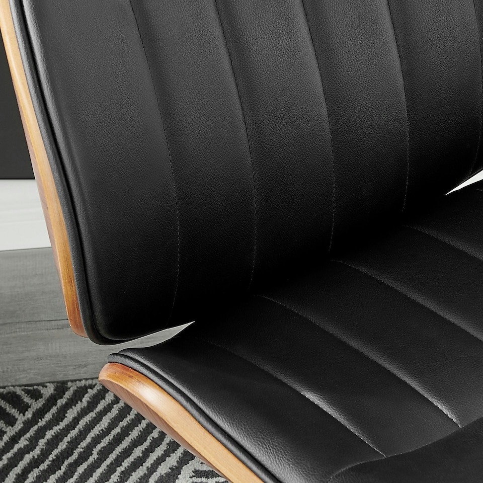 image 1 of Furniturebox Parker Black Faux Leather Wood Back Office Chair