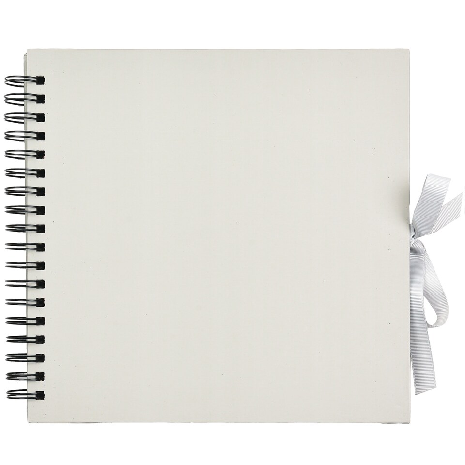 image 1 of ARPAN Spiral Bound Scrapbook Album – 50 Sheets / 100 Pages, 200 GSM Thick Paper – DIY Photo Album Memory Book with Ribbon Closure (26 x 25.5 cm) for Wedding, Baby, Travel, Artwork & Scrapbooking