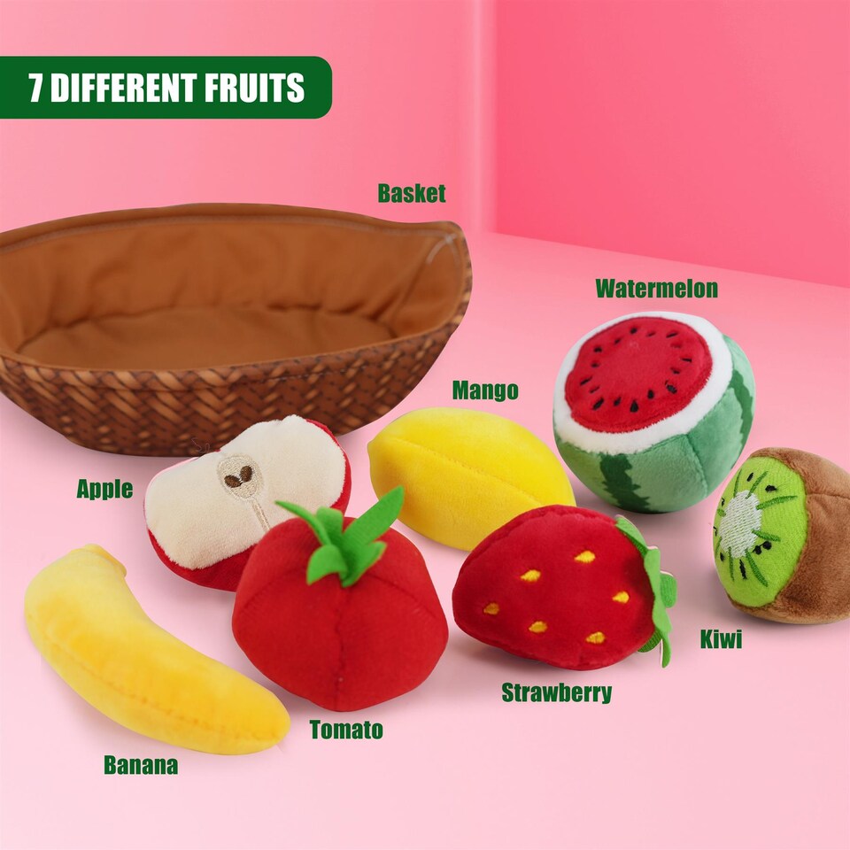 image 1 of The Magic Toy Shop Fabric Fruit Basket Toy Set Role Play Educational Toys for Toddlers