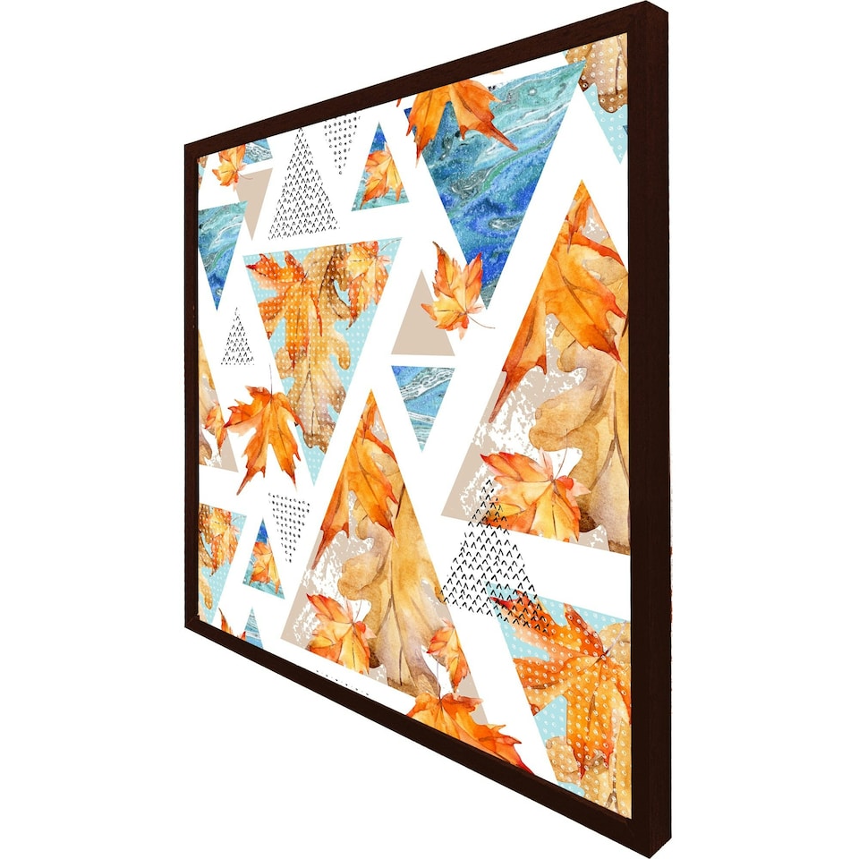 image 1 of Autumn geometrics with maple leaves (Picutre Frame) Brown | Oak | M