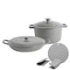 image 1 of Argon Tableware 2.3L & 4.5L Shallow Cast Iron Casserole Dish Set with Self-Basting Lids - Dutch Oven Roasting Pot | Grey | Slate Grey