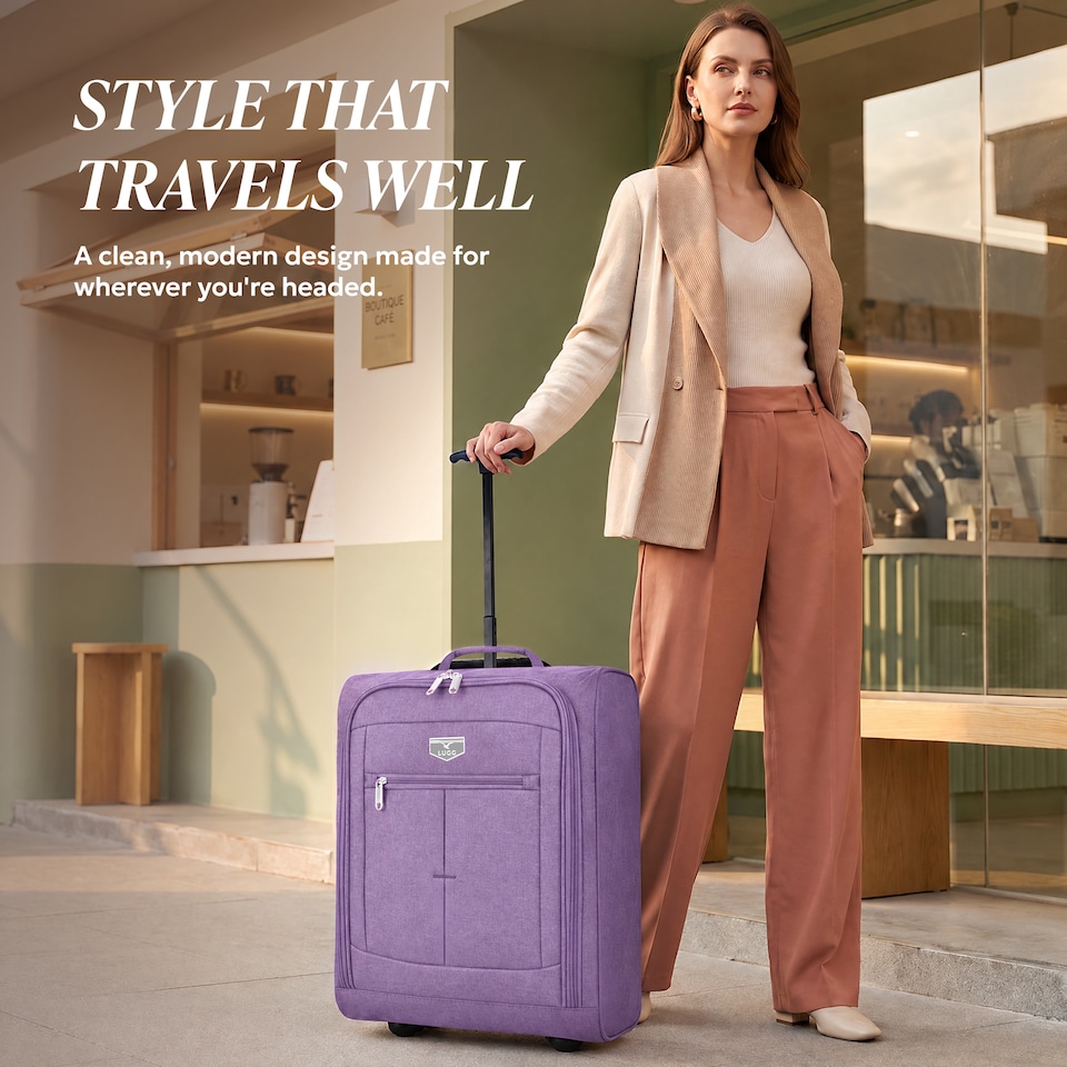 image 1 of Lugg Jupiter Soft Cabin Bag 55x40x20cm Lightweight Wheeled Trolley Ryanair Size