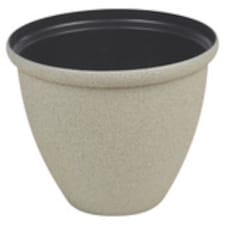 Modern Or Traditional Real Feel Granite Style Plastic Plant Pot Indoor & Outdoor | Black | Traditional Sandstone 25cm | 25cm | 1