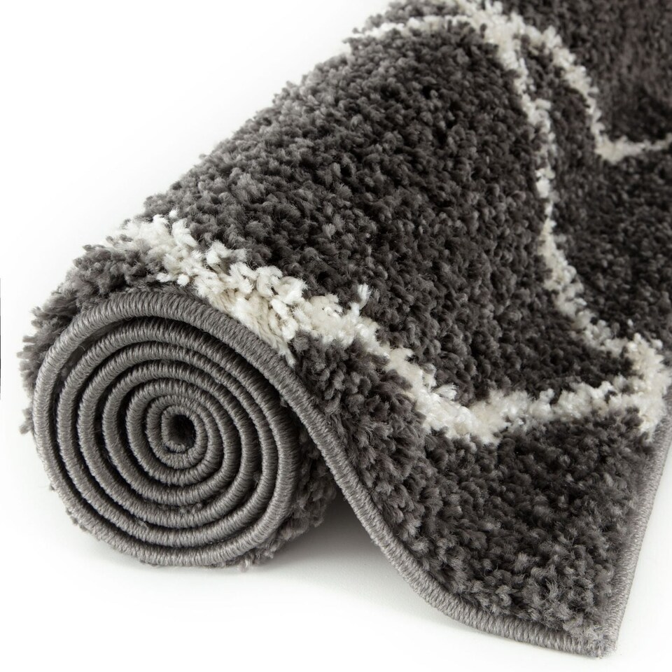 image 1 of The Rugs Moroccan Collection Soft High Pile Shaggy Lattice Floor Rugs and Runners Living Room