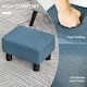 image 3 of HOMCOM Chic Linen Fabric Footstool Ottoman Cube with 4 Plastic Legs Blue