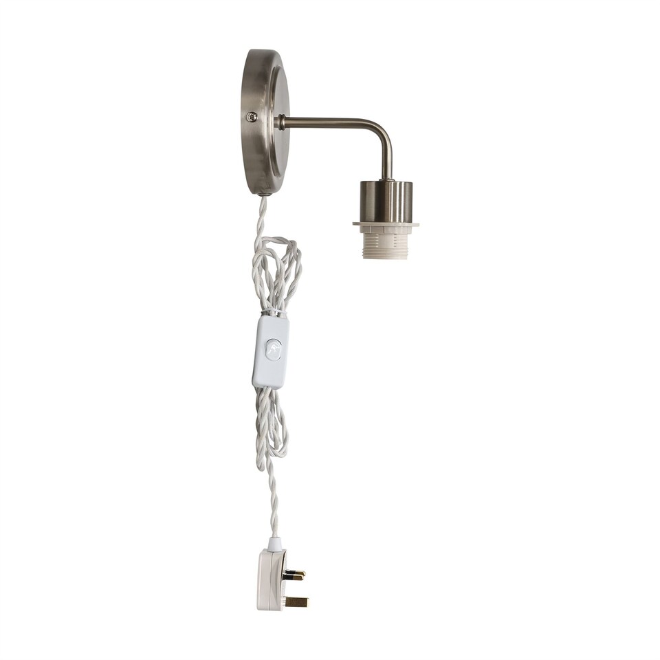 image 1 of Toby - Satin Nickel Plug in Wall Light Fitting Glass Not Included