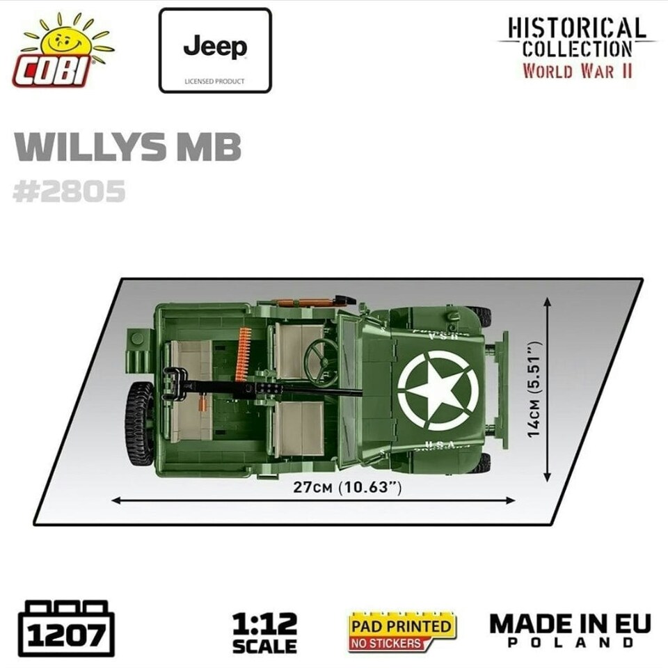 image 1 of Willys MB brick model Jeep - COBI 2805 -  1207 brick Jeep model