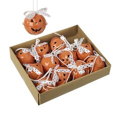 Heaven Sends Halloween Set of 12 White Pumpkin Bells - Hanging Decorations.