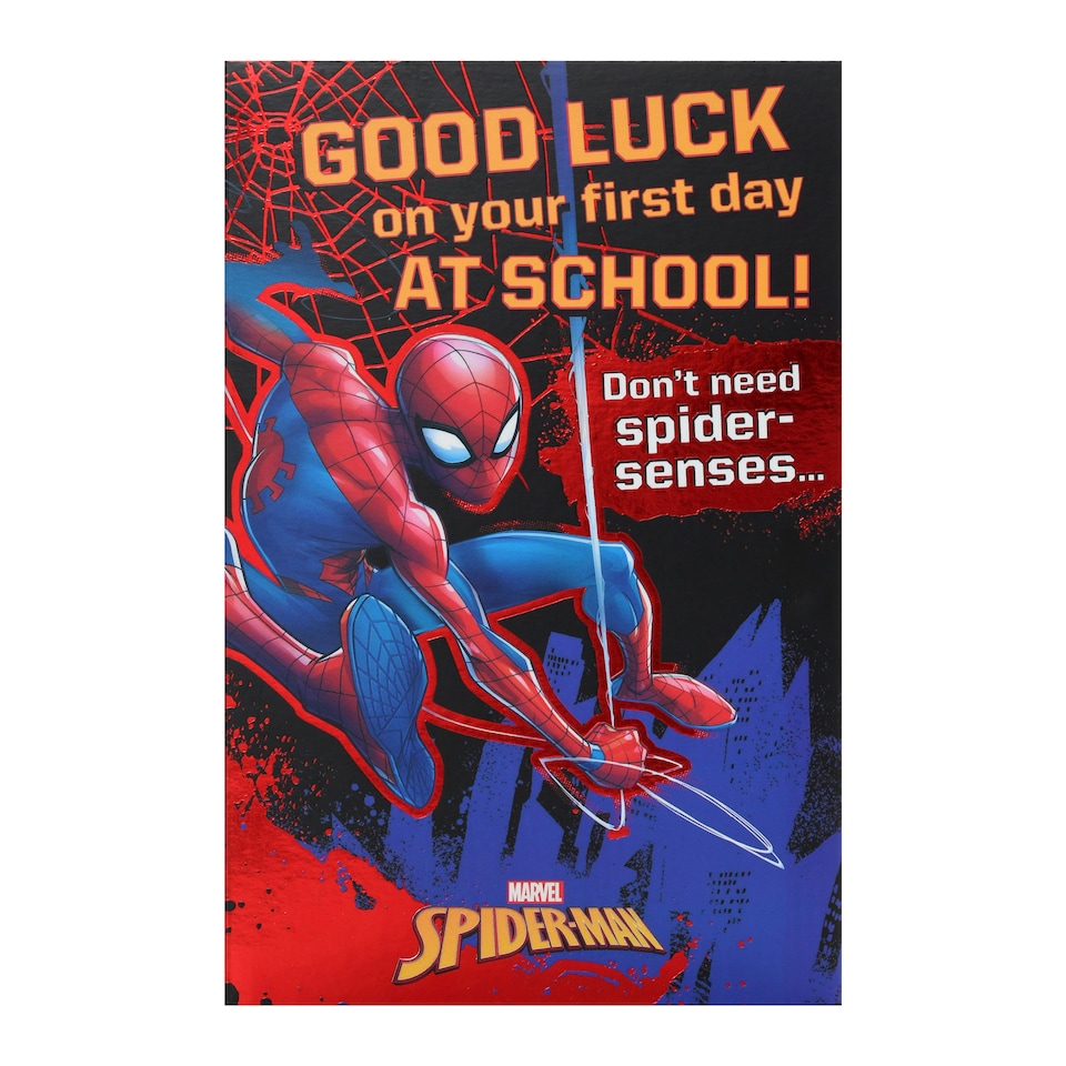 image 1 of First Day of New School/Good Luck Card for Him/Boy | Marvel Spider-Man Design