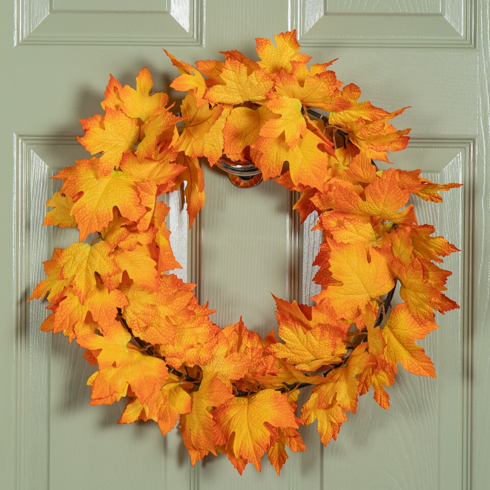 image 1 of 50cm Hanging Bright Autumn Faux Wreath