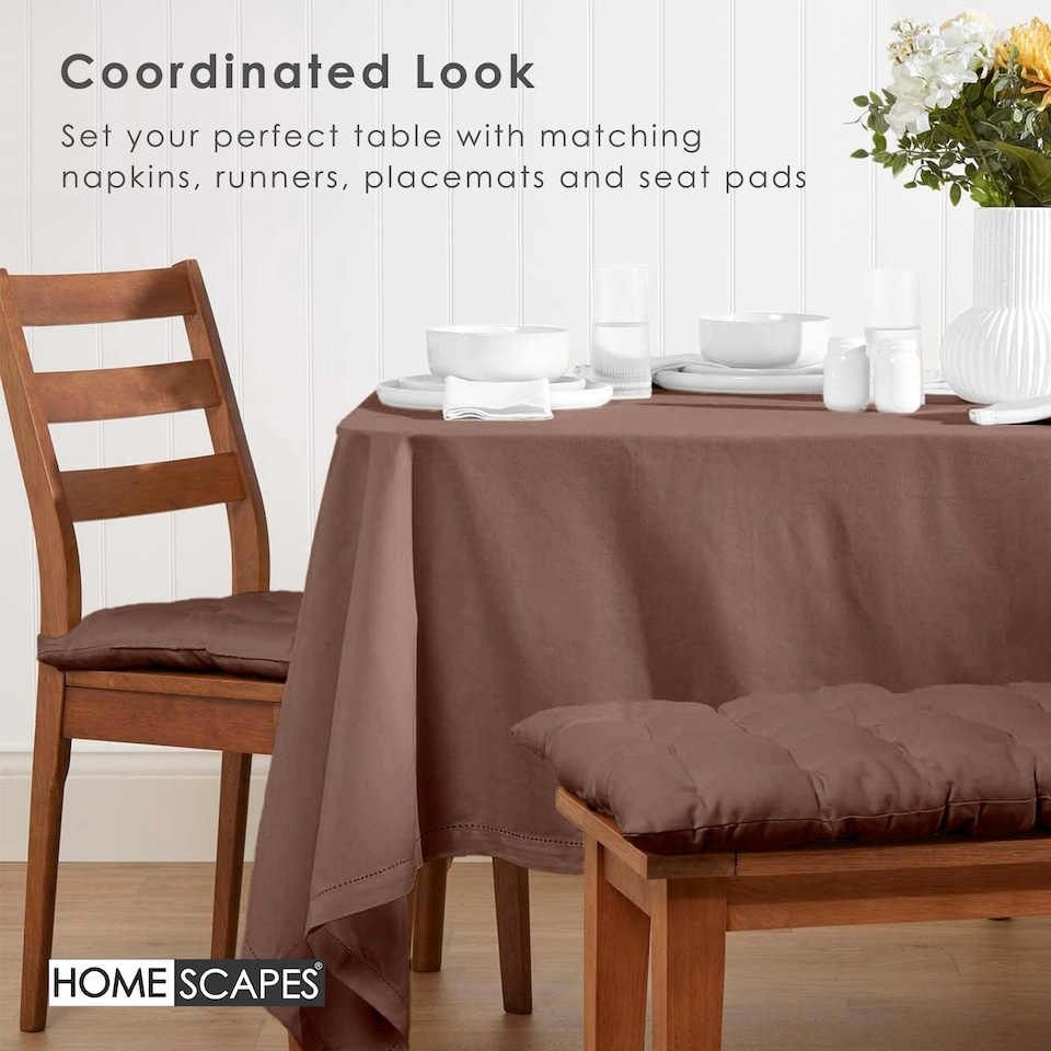 image 1 of Homescapes Chocolate Brown Cotton Round Tablecloth - 178 cm Brown