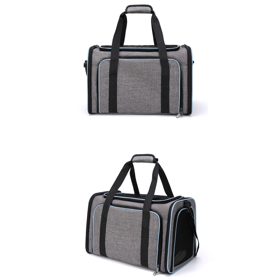 image 1 of Expandable Cat & Dog Carrier Bag - Airline Approved Pet Travel Bag with Mesh Windows - Soft-Sided Portable Cat Carrier