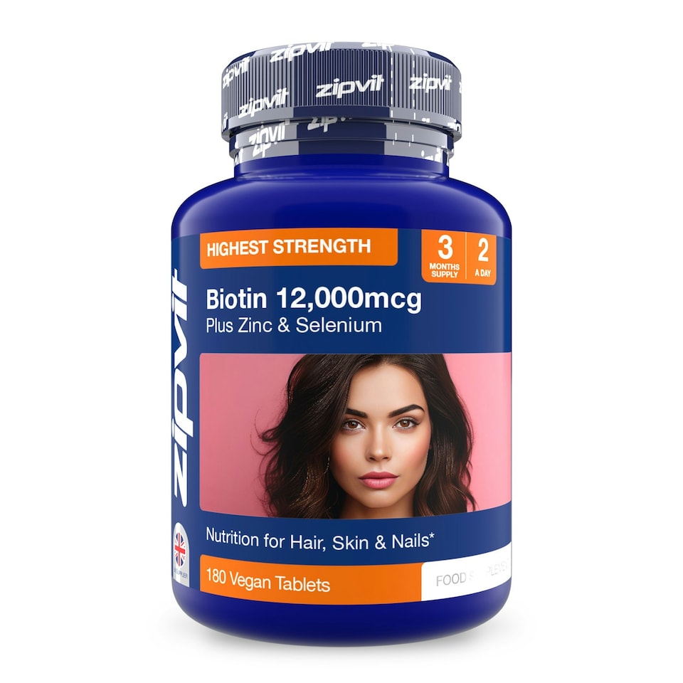 image 1 of Zipvit Biotin 12,000mcg – Hair, Skin & Nail Support, 180 Vegan Tablets, 3-Month Supply
