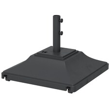 Outsunny 60kg Square Parasol Base with Wheels Fillable Plastic Umbrella Stand | Black | Black