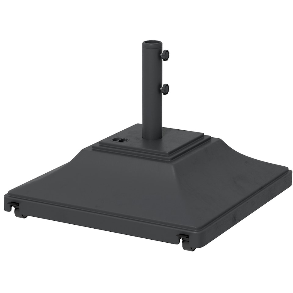 image 1 of Outsunny 60kg Square Parasol Base with Wheels Fillable Plastic Umbrella Stand | Black | Black