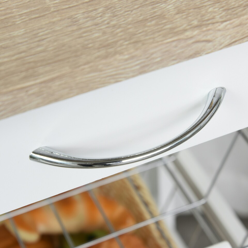 image 1 of HOMCOM Multi-Use Kitchen Island Trolley Baskets Racks Drawer Worktop Natural