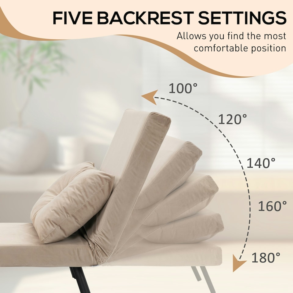 image 1 of HOMCOM Click Clack Chair Bed Settee for Living Room, Guest Room, Beige