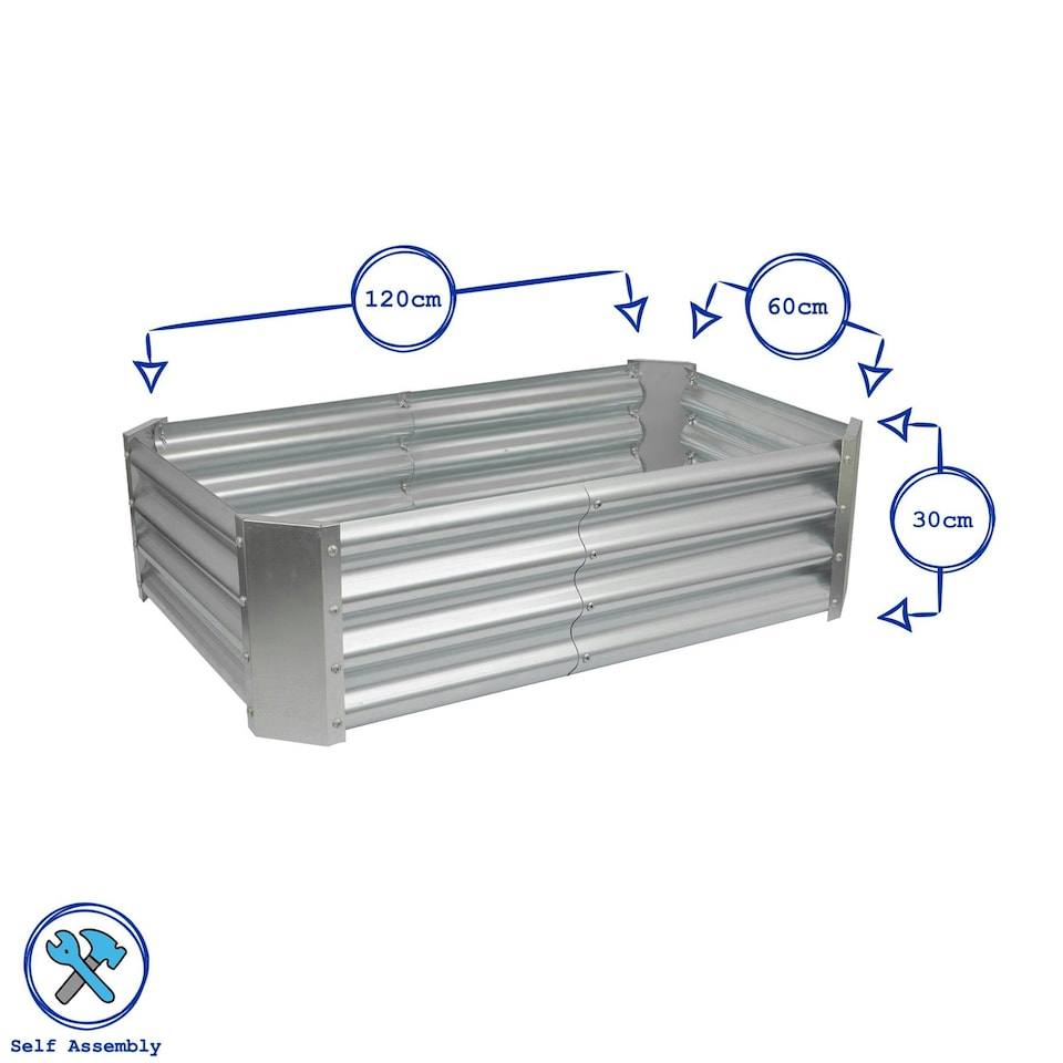 image 1 of Harbour Housewares Rectangle Galvanised Steel Raised Garden Beds - 120cm x 60cm - Anthracite - Pack of 2