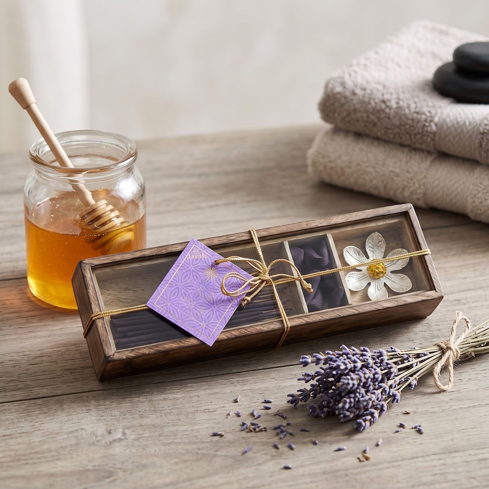 image 1 of Homescapes Zen Incense Gift Set – French Lavender & Honey