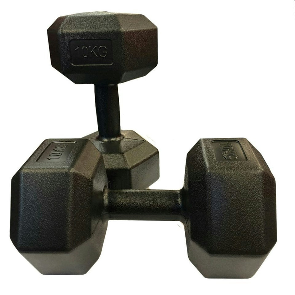 image 1 of Plastic Vinyl Hex Dumbbells - 2 x 10kg